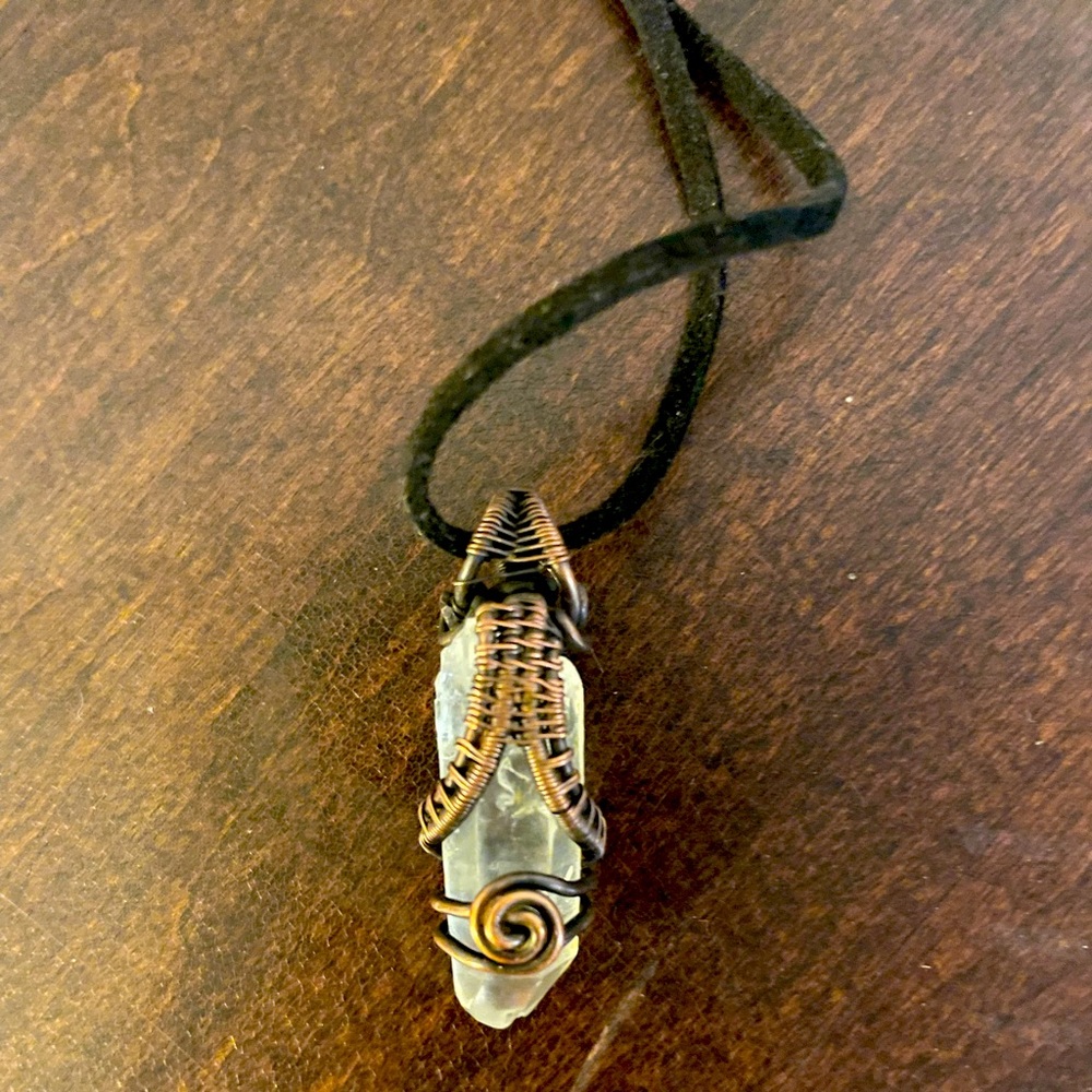 Hand Wrapped Quartz Pendant Necklace